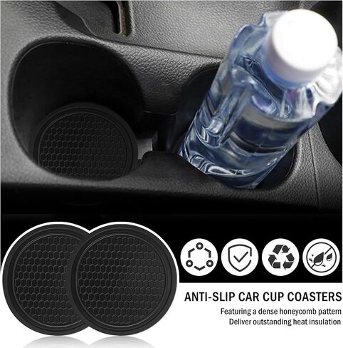 2-in-1 Car Seat Gap Filler Organizer & Car Coasters for Cup Holders Set,New Cars Seat Gap Plug with Storage Slot,Universal in Between Cars Seats Catcher Fit for Trucks SUVs in Saudi Arabia