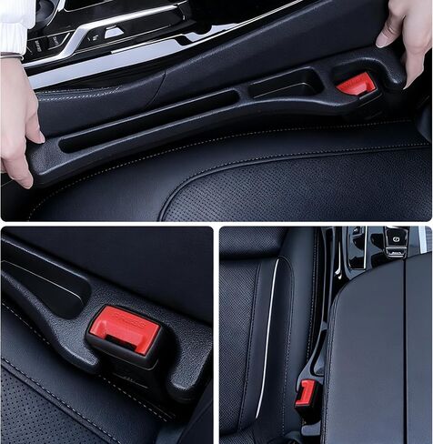 2-in-1 Car Seat Gap Filler Organizer & Car Coasters for Cup Holders Set,New Cars Seat Gap Plug with Storage Slot,Universal in Between Cars Seats Catcher Fit for Trucks SUVs in Saudi Arabia