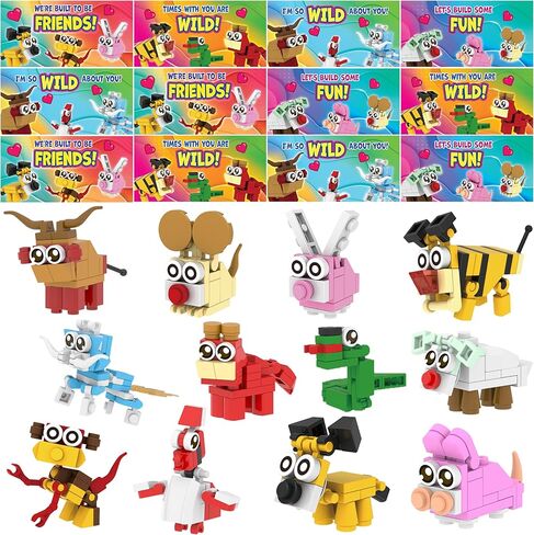 JOYIN 24 Packs Valentines Party Gift Cards with Building for Valentine Party Favor, Kids Classroom Exchange, Prize Supplies, Valentine’s Gifts Exchange School Rewards in Saudi Arabia