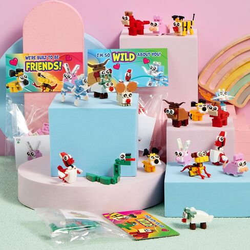 JOYIN 24 Packs Valentines Party Gift Cards with Building for Valentine Party Favor, Kids Classroom Exchange, Prize Supplies, Valentine’s Gifts Exchange School Rewards in Saudi Arabia