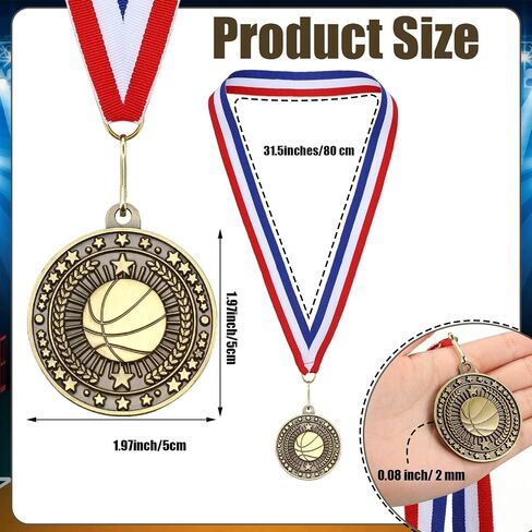Cunno 48 Pcs Award Medals Bulk Gold Medals Trophy Award with Neck Ribbons Winner Prize Gift for Team Sports Participation Achievement Party Favors in Saudi Arabia