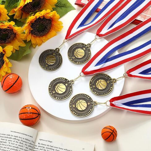 Cunno 48 Pcs Award Medals Bulk Gold Medals Trophy Award with Neck Ribbons Winner Prize Gift for Team Sports Participation Achievement Party Favors in Saudi Arabia