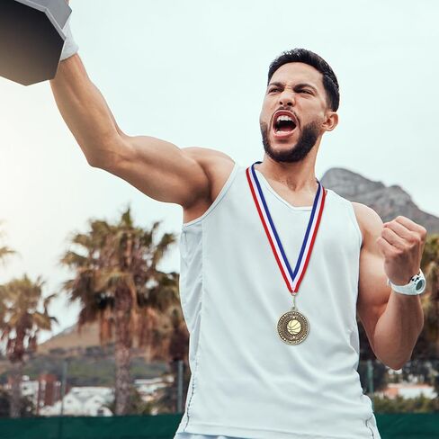 Cunno 48 Pcs Award Medals Bulk Gold Medals Trophy Award with Neck Ribbons Winner Prize Gift for Team Sports Participation Achievement Party Favors in Saudi Arabia