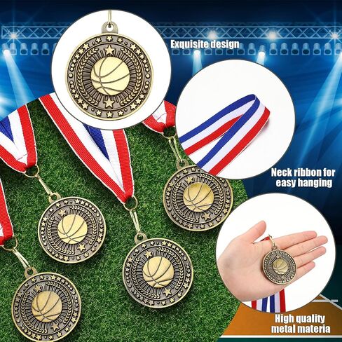 Cunno 48 Pcs Award Medals Bulk Gold Medals Trophy Award with Neck Ribbons Winner Prize Gift for Team Sports Participation Achievement Party Favors in Saudi Arabia