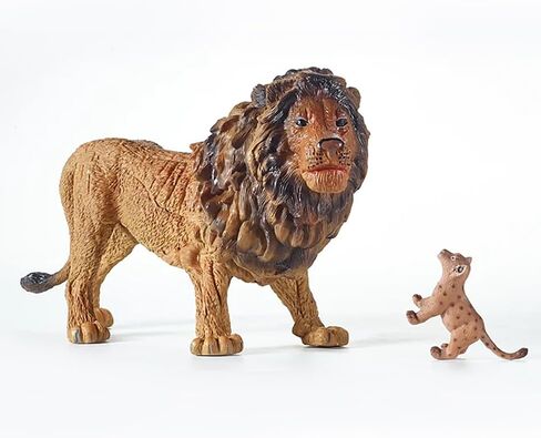 Keena 8PCS Realistic Lion Figurines with Lion Cubs, 2-8" Jungle Animals Figures Family Set Includes Baby Lions, Educational Toy Cake Toppers Christmas Birthday Gift for Kids Toddlers in Saudi Arabia
