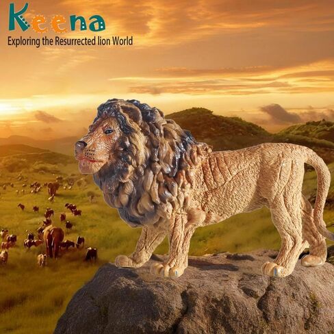 Keena 8PCS Realistic Lion Figurines with Lion Cubs, 2-8" Jungle Animals Figures Family Set Includes Baby Lions, Educational Toy Cake Toppers Christmas Birthday Gift for Kids Toddlers in Saudi Arabia