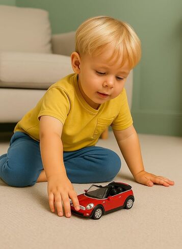 Mini Cooper S Convertible In Maroon Diecast 1:28 Scale By Kinsmart in Saudi Arabia