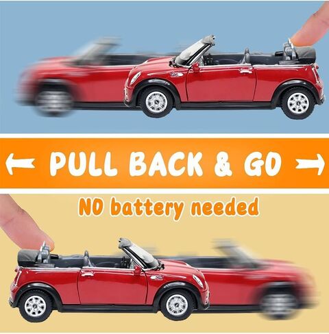 Mini Cooper S Convertible In Maroon Diecast 1:28 Scale By Kinsmart in Saudi Arabia
