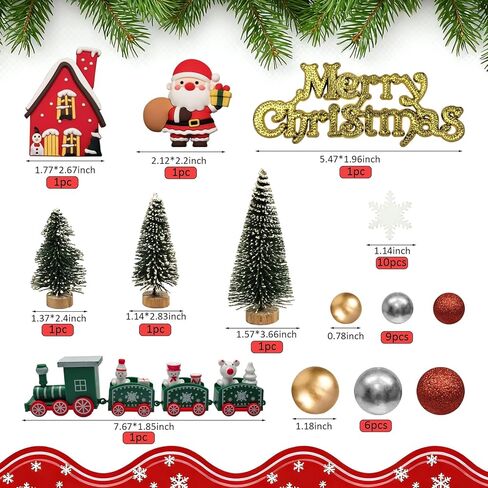 32 قطعة من زينة كعكة عيد الميلاد المجيد مع شجرة قطار سانتا ندفة الثلج لحفلات عيد الميلاد وأعياد الميلاد in Kuwait