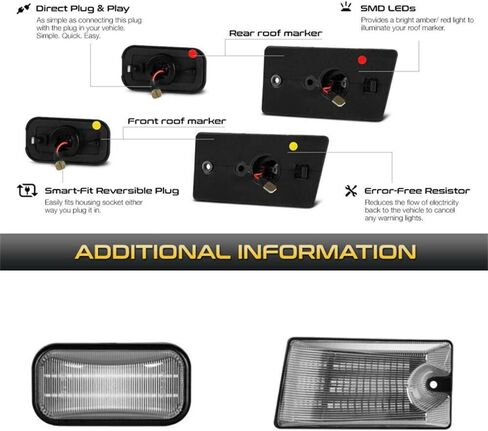 Rear Red/Front Amber Roof Marker Lights, Roof Clearance Lamps Cab Roof Clearance Marker Running Light, 2003-2009 Compatible with Hummer H2 - Smoke Lens in Saudi Arabia