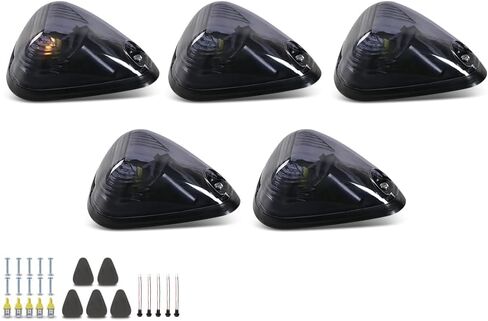 5 PCS Marker Running Lamps w/White LED Lights Smoke Lens Compatible with Ford E150 E250 E350 E450 E550 F150 F250 F350 F450 F550 Super Duty Pickup Truck 1999-2017 8C34-15442-CB, 8C34-15442-AD Black in Saudi Arabia