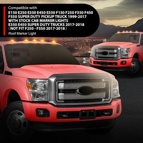 5 PCS Marker Running Lamps w/White LED Lights Smoke Lens Compatible with Ford E150 E250 E350 E450 E550 F150 F250 F350 F450 F550 Super Duty Pickup Truck 1999-2017 8C34-15442-CB, 8C34-15442-AD Black in Saudi Arabia
