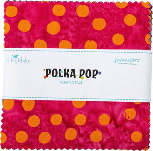 Expressions Batiks Polka Pop Elementals 5 بوصة مربعات ساحرة رايلي بليك 5-21401-42 in Saudi Arabia