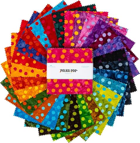 Expressions Batiks Polka Pop Elementals 5 بوصة مربعات ساحرة رايلي بليك 5-21401-42 in Saudi Arabia
