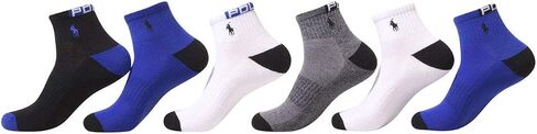POLO RALPH LAUREN 6-Pack Men's Neon Contrast Marled Sole Quarter Socks, Assorted 2, 10-13 in Saudi Arabia