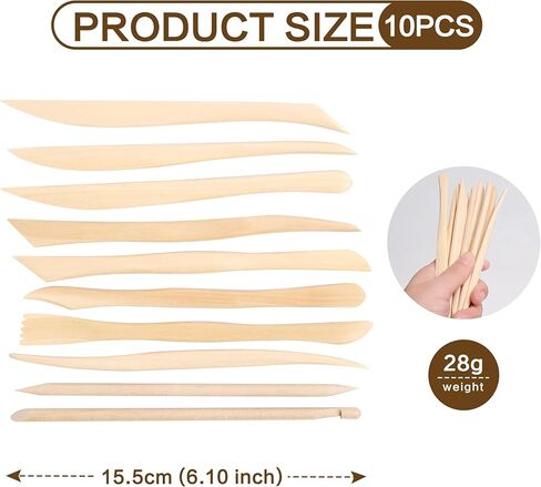 مجموعة أدوات نحت الطين الخشبية 10 قطع، أدوات الفخار، أدوات النحت للقطع والنحت والتنعيم in Kuwait