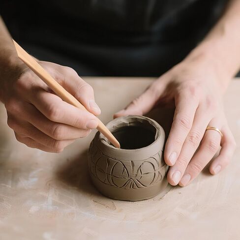 مجموعة أدوات نحت الطين الخشبية 10 قطع، أدوات الفخار، أدوات النحت للقطع والنحت والتنعيم in Kuwait