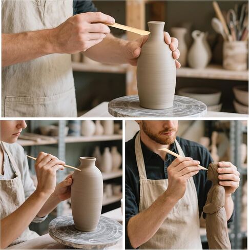 مجموعة أدوات نحت الطين الخشبية 10 قطع، أدوات الفخار، أدوات النحت للقطع والنحت والتنعيم in Kuwait