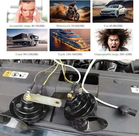 Super Loud Train Horn, 12V 5A Waterproof High Tone Electric Snail Horn, Universal Raging Sound Air Horns Replacement for Motorcycles Trucks Boats, Car Accessories (Black) in Kuwait