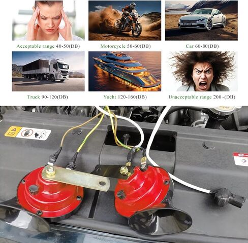 Super Loud Train Horn, 12V 5A Waterproof High Tone Electric Snail Horn, Universal Raging Sound Air Horns Replacement for Motorcycles Trucks Boats, Car Accessories (Black) in Kuwait