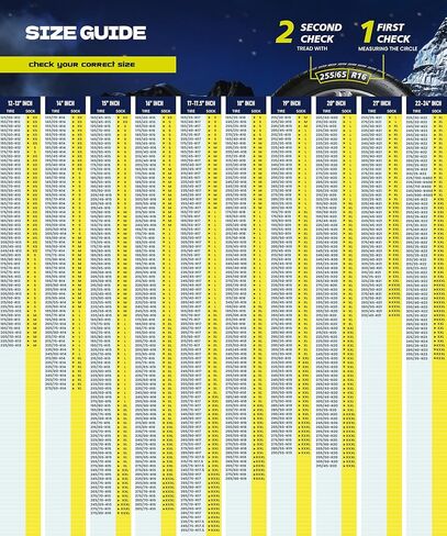 جوارب الثلج للإطارات - جوارب إطارات عالية الجر للثلج والسيارات وسيارات الدفع الرباعي والشاحنات الصغيرة، معتمدة من الاتحاد الأوروبي EN-16662-1، عبوتان باللون الأسود مقاس L in Kuwait