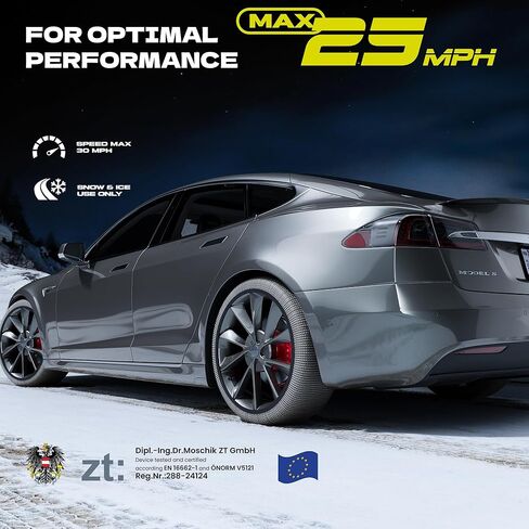 جوارب الثلج للإطارات - جوارب إطارات عالية الجر للثلج والسيارات وسيارات الدفع الرباعي والشاحنات الصغيرة، معتمدة من الاتحاد الأوروبي EN-16662-1، عبوتان باللون الأسود مقاس L in Kuwait