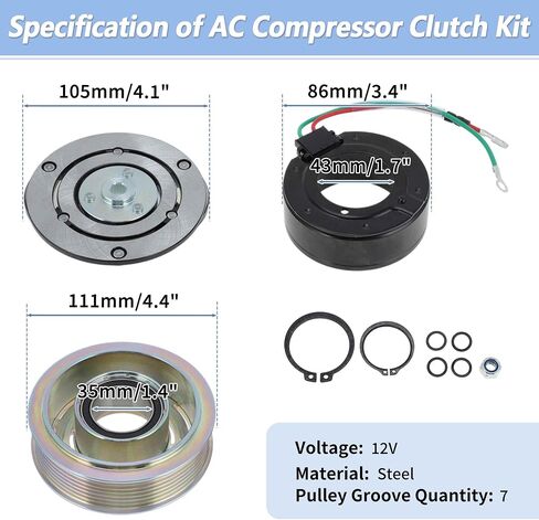 Air Conditioner AC Compressor Clutch Kit for Honda Civic 2012-2014 for Honda CR-V 2007-2015 for Acura ILX RDX for TRSE09 AC Compressor Clutch Pulley W/Bearing No.38800RZYA010M2 in Saudi Arabia