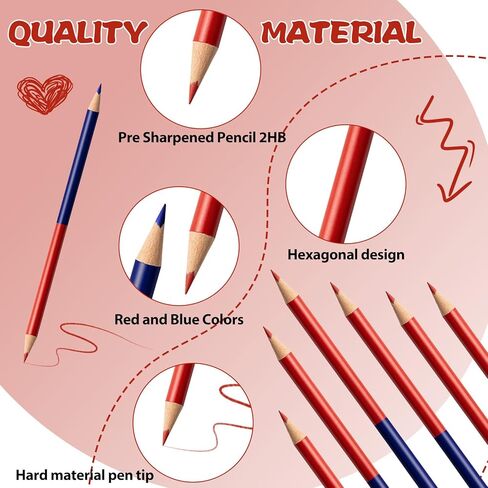 100 PCS Checking Pencils Red and Blue Erasable Pencils with Sharpeners Pre-Sharpened #2 HB for Checking, Grading, Tests & Office/School Supplies (100) in Kuwait