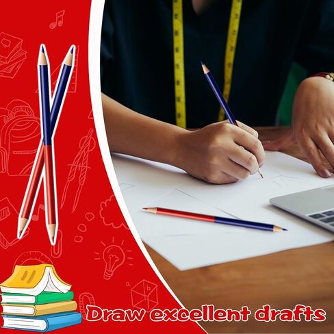 100 PCS Checking Pencils Red and Blue Erasable Pencils with Sharpeners Pre-Sharpened #2 HB for Checking, Grading, Tests & Office/School Supplies (100) in Kuwait
