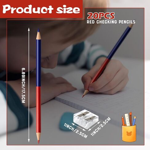 100 PCS Checking Pencils Red and Blue Erasable Pencils with Sharpeners Pre-Sharpened #2 HB for Checking, Grading, Tests & Office/School Supplies (100) in Kuwait
