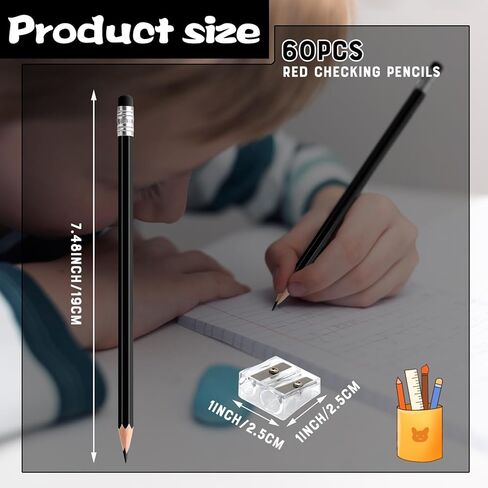 60 قطعة من أقلام الرصاص الملونة باللون الأحمر، مجموعة أقلام رصاص فنية خشبية احترافية تم شحذها مسبقًا للفنانين | لوازم رسم ممتازة للرسم (أحمر) in Kuwait