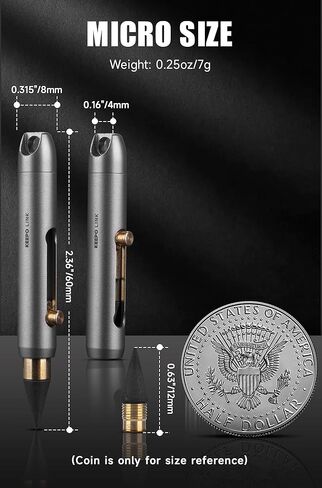 قلم ميكانيكي صغير من KEEPO LINK مع حلقة مفاتيح و2 سن إضافي، قلم سلسلة مفاتيح من التيتانيوم اللانهائي للحمل اليومي، المكتب، في الهواء الطلق، العودة إلى لوازم المدرسة، OLP01 (رمادي معدني) in Kuwait