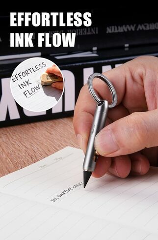 قلم ميكانيكي صغير من KEEPO LINK مع حلقة مفاتيح و2 سن إضافي، قلم سلسلة مفاتيح من التيتانيوم اللانهائي للحمل اليومي، المكتب، في الهواء الطلق، العودة إلى لوازم المدرسة، OLP01 (رمادي معدني) in Kuwait