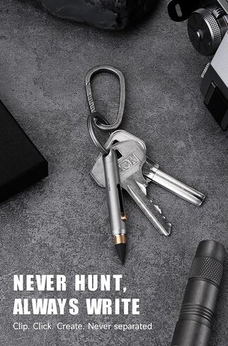 قلم ميكانيكي صغير من KEEPO LINK مع حلقة مفاتيح و2 سن إضافي، قلم سلسلة مفاتيح من التيتانيوم اللانهائي للحمل اليومي، المكتب، في الهواء الطلق، العودة إلى لوازم المدرسة، OLP01 (رمادي معدني) in Kuwait