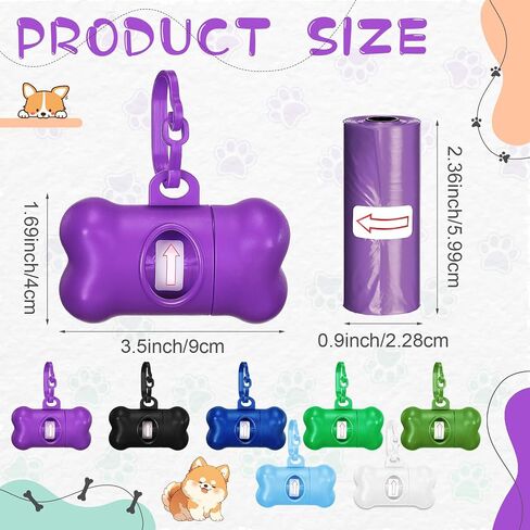 50 Pcs Dog Poop Trash Bag Holder Dispenser Dog Poop Waste Bag Holder Plastic Dog Waste Bag Holder Dispenser for Leash with Hook and Leak Proof PET Waste Bags for Walking Hiking Camping (Bone) in Saudi Arabia