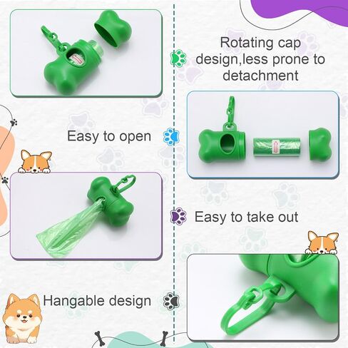 50 Pcs Dog Poop Trash Bag Holder Dispenser Dog Poop Waste Bag Holder Plastic Dog Waste Bag Holder Dispenser for Leash with Hook and Leak Proof PET Waste Bags for Walking Hiking Camping (Bone) in Saudi Arabia
