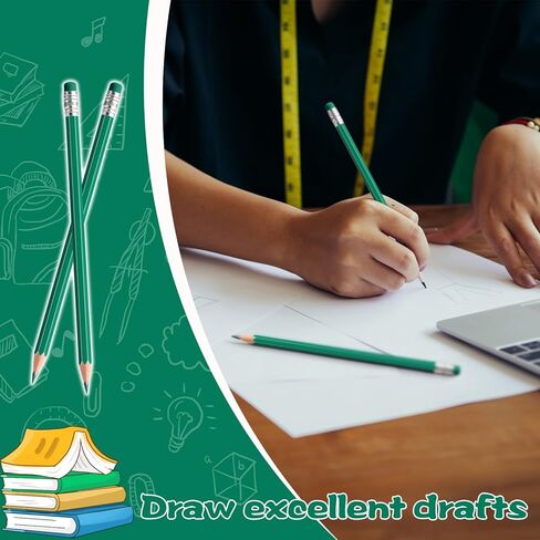 12 قطعة من أقلام الرصاص الملونة القابلة للمسح باللون الأصفر مع ممحاة مشحذ مسبقًا 2 HB للفحص والدرجات والاختبارات واللوازم المكتبية/المدرسية (أصفر) in Kuwait