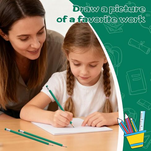 12 قطعة من أقلام الرصاص الملونة القابلة للمسح باللون الأصفر مع ممحاة مشحذ مسبقًا 2 HB للفحص والدرجات والاختبارات واللوازم المكتبية/المدرسية (أصفر) in Kuwait