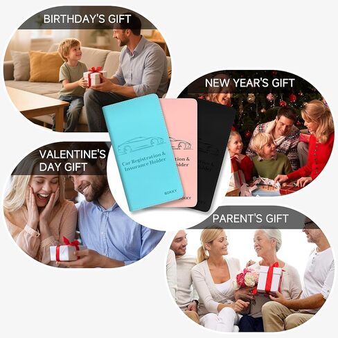 BOKKY 3 Pack PU حامل تسجيل وتأمين السيارة حامل مستندات سيارة قابل للتحويل مع إغلاق مغناطيسي - مثالي للمستندات والبطاقات والترخيص in Kuwait