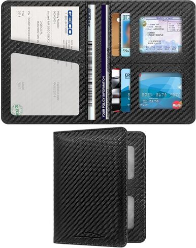 حامل تسجيل السيارة والتأمين مع قفل مغناطيسي، منظم مقصورة صندوق القفازات لوثائق رخصة السيارة - للمستندات والرخصة والبطاقات in Kuwait