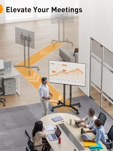 Perlegear Rolling TV Stand, Mobile TV Stand on Wheels for 32-85 Inch Screens up to 132 lbs, Height Adjustable Mobile TV Cart with Metal Shelf, Rolling TV Cart with Lockable Wheels Max VESA 600x400mm in Kuwait