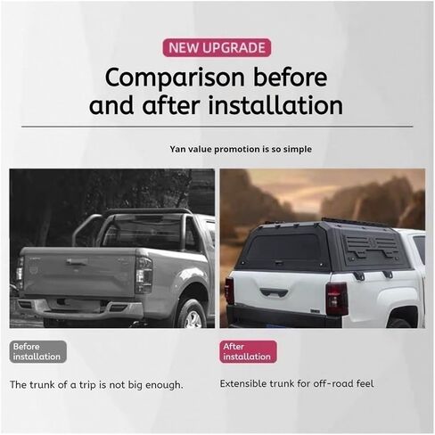 غطاء الشاحنة متوافق مع سرير Jeep Gladiator JT القصير، مظلة بيك أب من الألومنيوم الصلب، تركيب بدون حفر قابل للقفل، جاهز لجميع الأحوال الجوية (نافذة جانبية منزلقة) in Kuwait