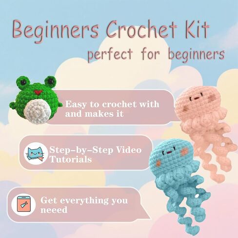 DOOOYU 6pcs Crochet Kit for Beginners, Crochet Animal Kit, Crochet Starter Kit with Crochet Hooks, Yarn, Step-by-Step Instructions Video, Crochet Set for Beginners in Saudi Arabia