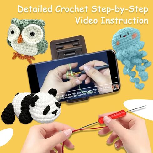 DOOOYU 6pcs Crochet Kit for Beginners, Crochet Animal Kit, Crochet Starter Kit with Crochet Hooks, Yarn, Step-by-Step Instructions Video, Crochet Set for Beginners in Saudi Arabia