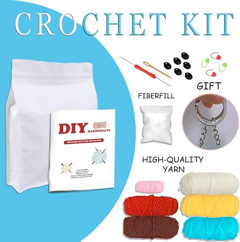 DOOOYU 6pcs Crochet Kit for Beginners, Crochet Animal Kit, Crochet Starter Kit with Crochet Hooks, Yarn, Step-by-Step Instructions Video, Crochet Set for Beginners in Saudi Arabia