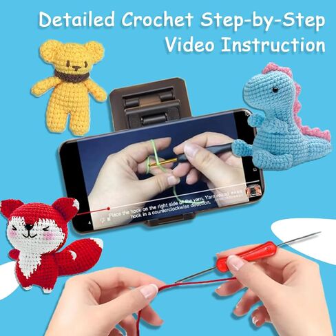 DOOOYU 6pcs Crochet Kit for Beginners, Crochet Animal Kit, Crochet Starter Kit with Crochet Hooks, Yarn, Step-by-Step Instructions Video, Crochet Set for Beginners in Saudi Arabia