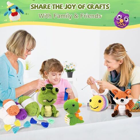 طقم كروشيه مكون من 6 قطع من JackCao للمبتدئين، هدية عيد الميلاد 2026 DIY Craft للكبار والأطفال، طقم قطيفة على شكل حيوانات كروشيه مع فيديو خطوة بخطوة، دروس تعليمية لخطاف الكروشيه، عيد ميلاد لمحبي الكروشيه﻿ (وردي) in Kuwait