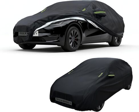 Safana Car Cover for Tesla Model Y Custom Fit Vehicle Cover [Upgrade 420D Oxford] Waterproof 7 Layers Durable Outdoor Full Car Cover Sun Rain UV Snow Protection with Charging Port Door Zipper in Saudi Arabia