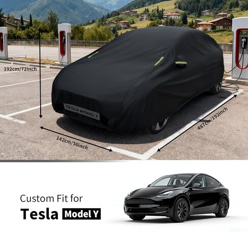 Safana Car Cover for Tesla Model Y Custom Fit Vehicle Cover [Upgrade 420D Oxford] Waterproof 7 Layers Durable Outdoor Full Car Cover Sun Rain UV Snow Protection with Charging Port Door Zipper in Saudi Arabia