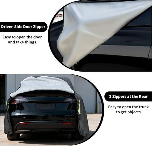 Safana Car Cover for Tesla Model Y Custom Fit Vehicle Cover [Upgrade 420D Oxford] Waterproof 7 Layers Durable Outdoor Full Car Cover Sun Rain UV Snow Protection with Charging Port Door Zipper in Saudi Arabia